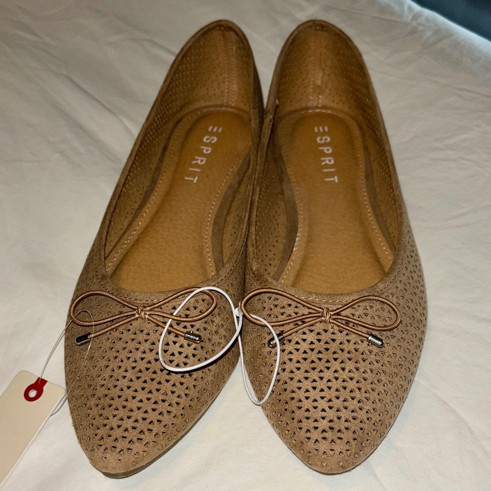 Esprit tan flats size 10